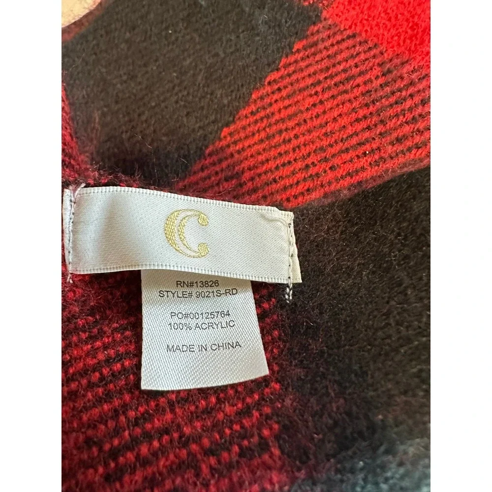 Charming Charlie Red‎ Black Buffalo Plaid Scarf Wrap